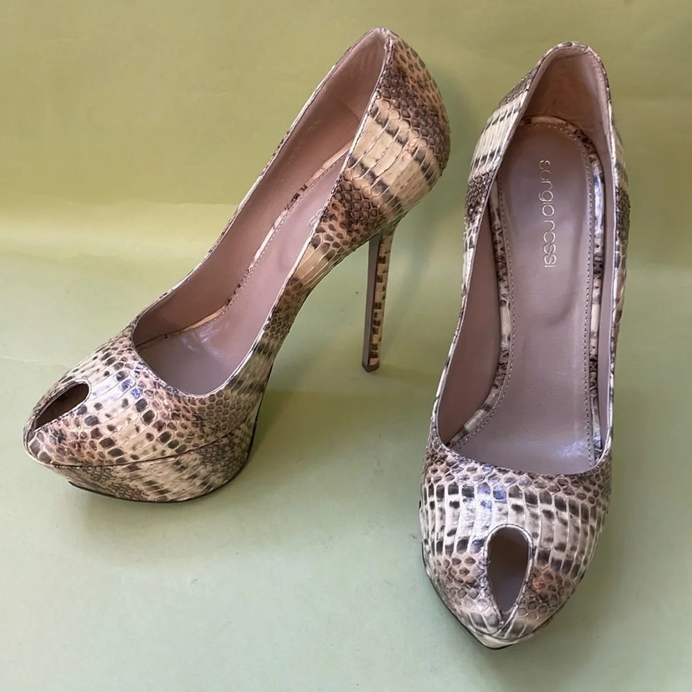 Multicolored Sergio Rossi snake skin platform